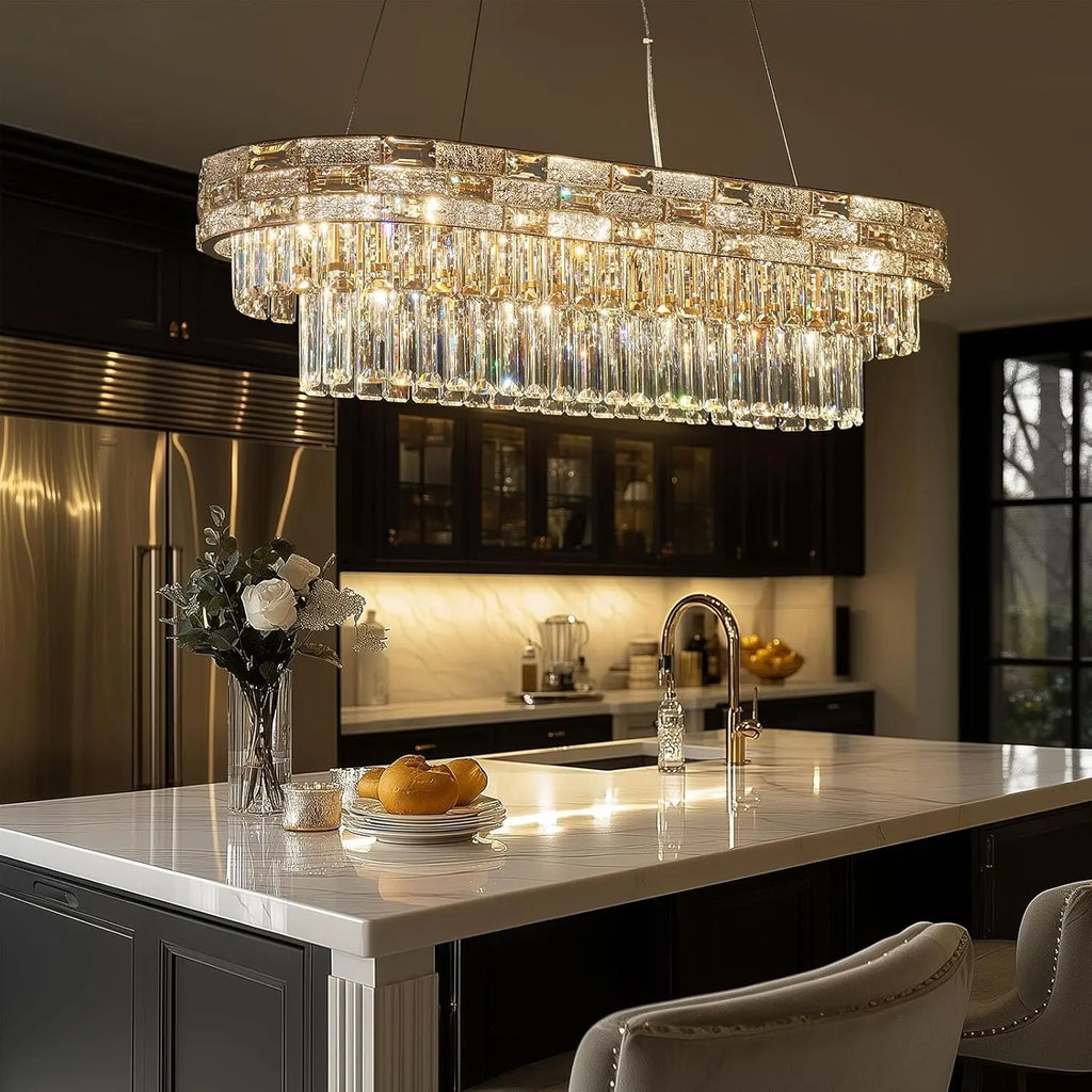 Modern Gold Crystal Chandeliers for Dining Room Living Room Vila Luxury Large Chandelier Pendant Light Fixture Kitchen Island