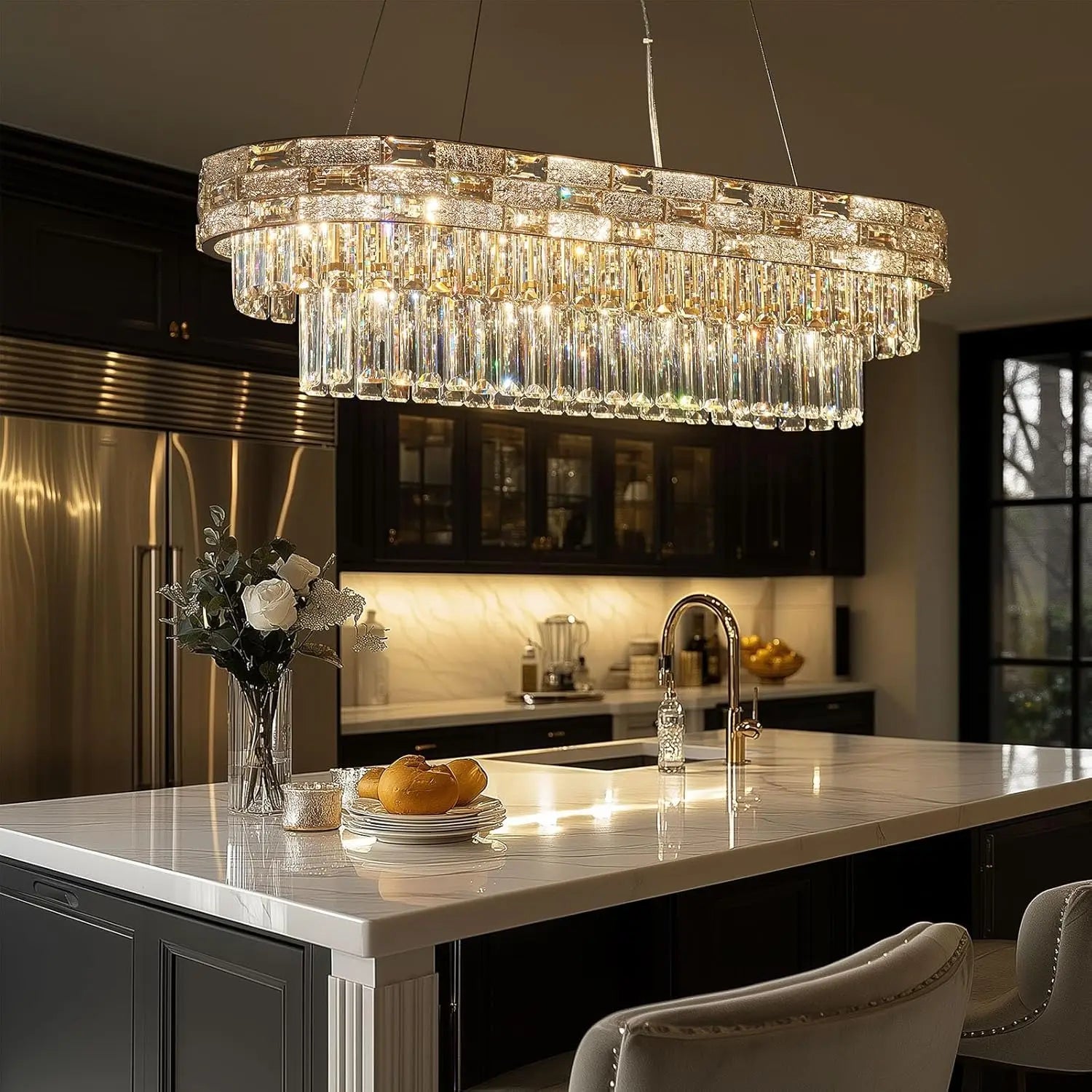 Modern Gold Crystal Chandeliers for Dining Room Living Room Vila Luxury Large Chandelier Pendant Light Fixture Kitchen Island