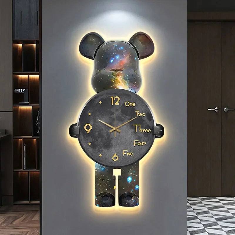 Modern LED Wall Clock - Digital Display with Ambient Lighting