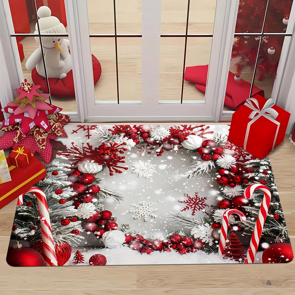 Christmas Snow Rug - Festive Area Rug for Living Room & Bedroom