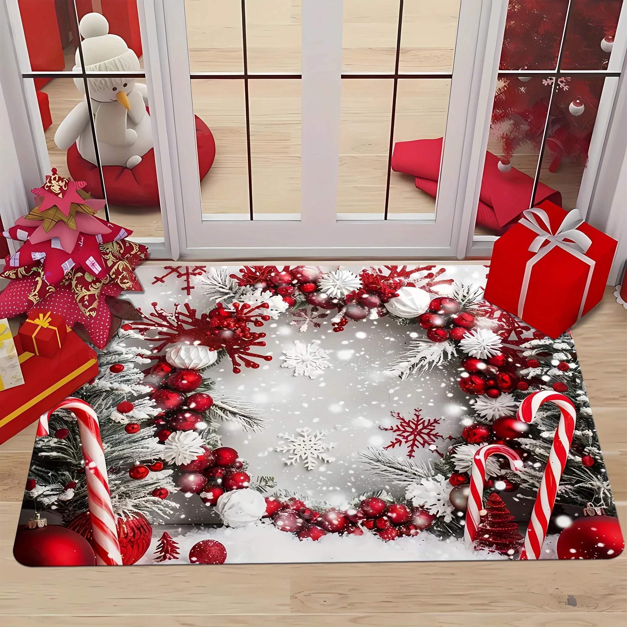 Christmas Snow Rug - Festive Area Rug for Living Room & Bedroom