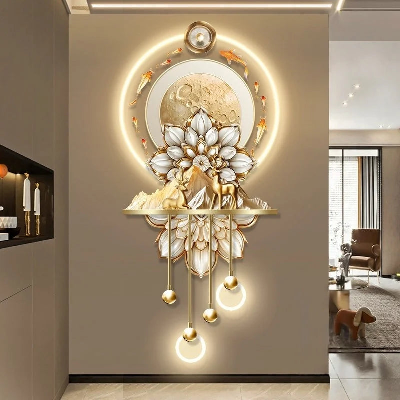 Luxury LED Wall Art - Nine Fish Design Entryway Decorative Painting