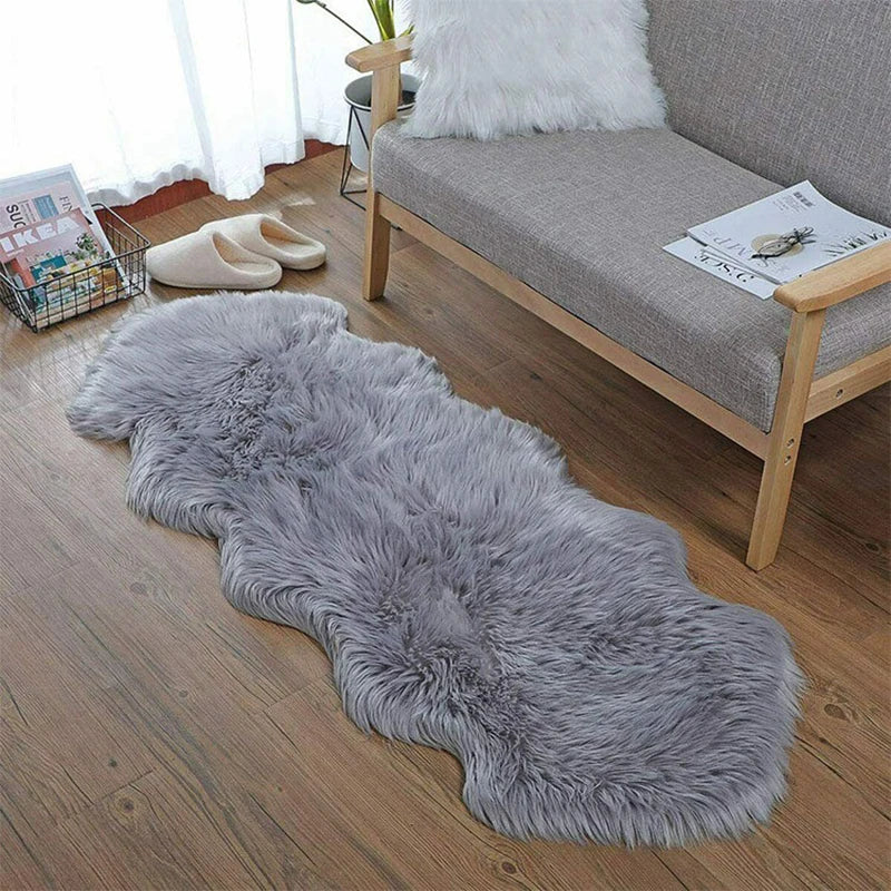 Faux Sheepskin Plush Rug - Fluffy Luxury Carpet for Bedroom & Living Room
