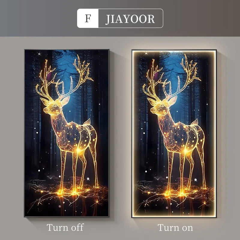 Luxury LED Crystal Porcelain Wall Lamp - Deer Design Decorative Painting