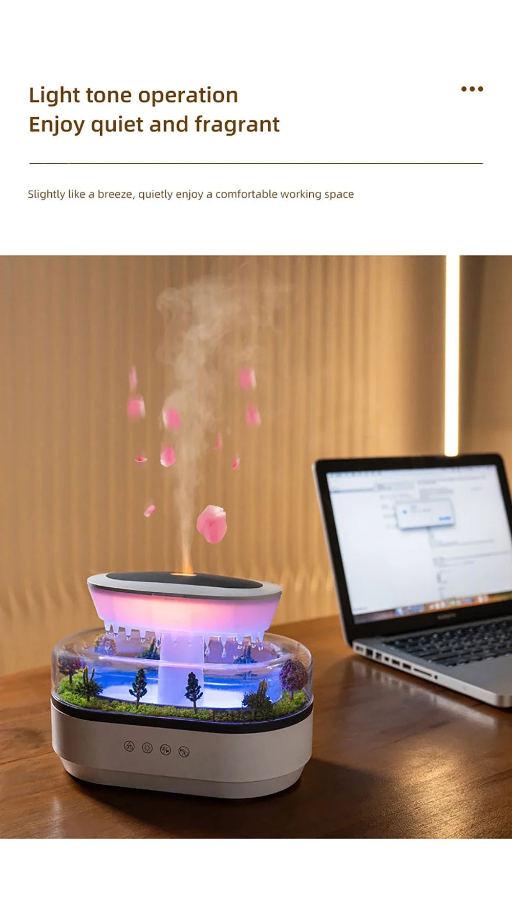 New Aroma Humidifier Raindrop Air Humidifier Colorful Atmosphere Light White Noise Music Essemtial Home Oil Fragrance Diffuser