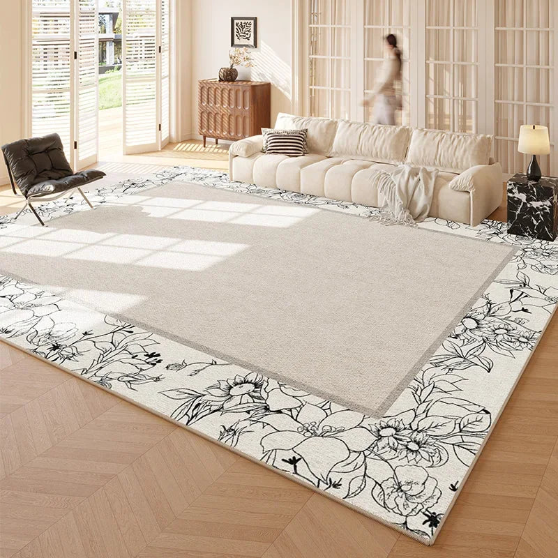 Artistic French Plush Carpet - Modern Area Rug for Living Room & Bedroom