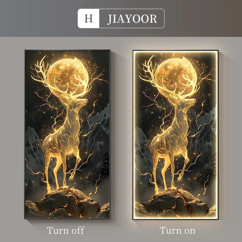 Luxury LED Crystal Porcelain Wall Lamp - Deer Design Decorative Painting