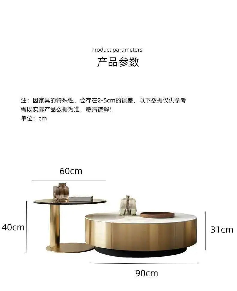 Luxury Round Coffee Table - Designer Metal Base