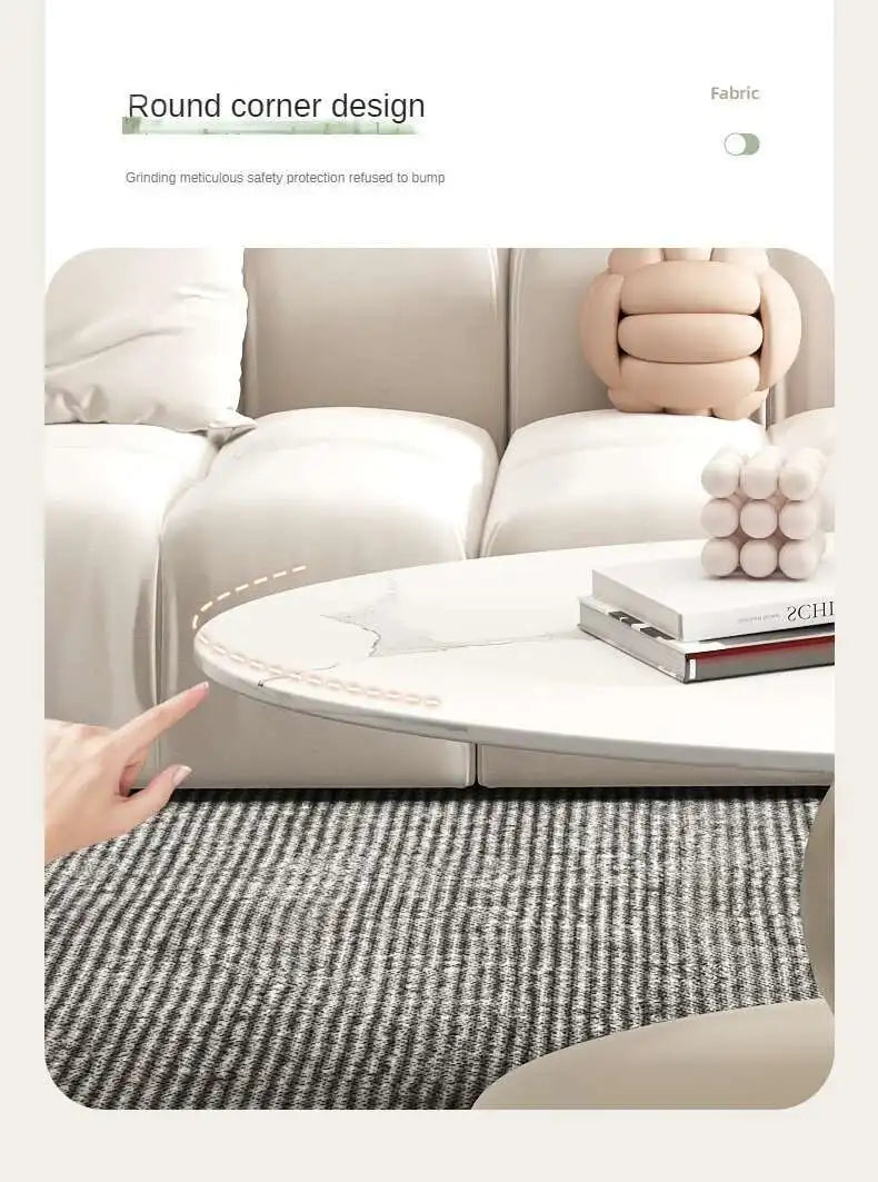 Italian Luxury Oval Coffee Table - Rock Board Top