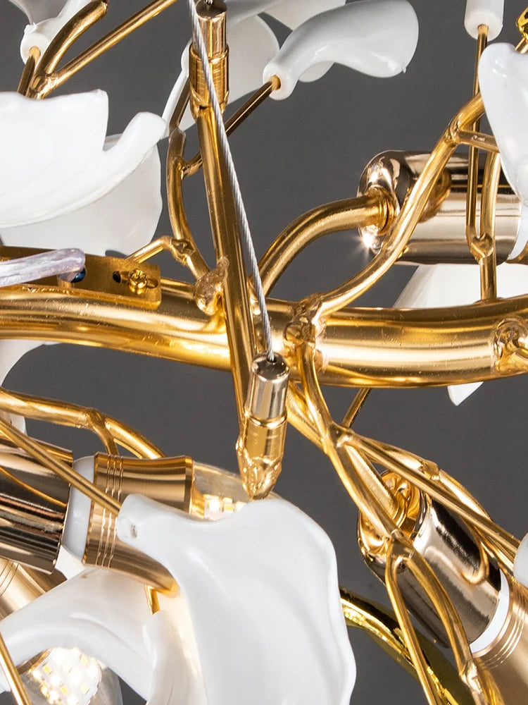 Artpad Modern Ginkgo Leaf Chandeliers for Dining room Ceiling Leaves Pendant Chandelier for Living Room Bedroom Kitchen Island