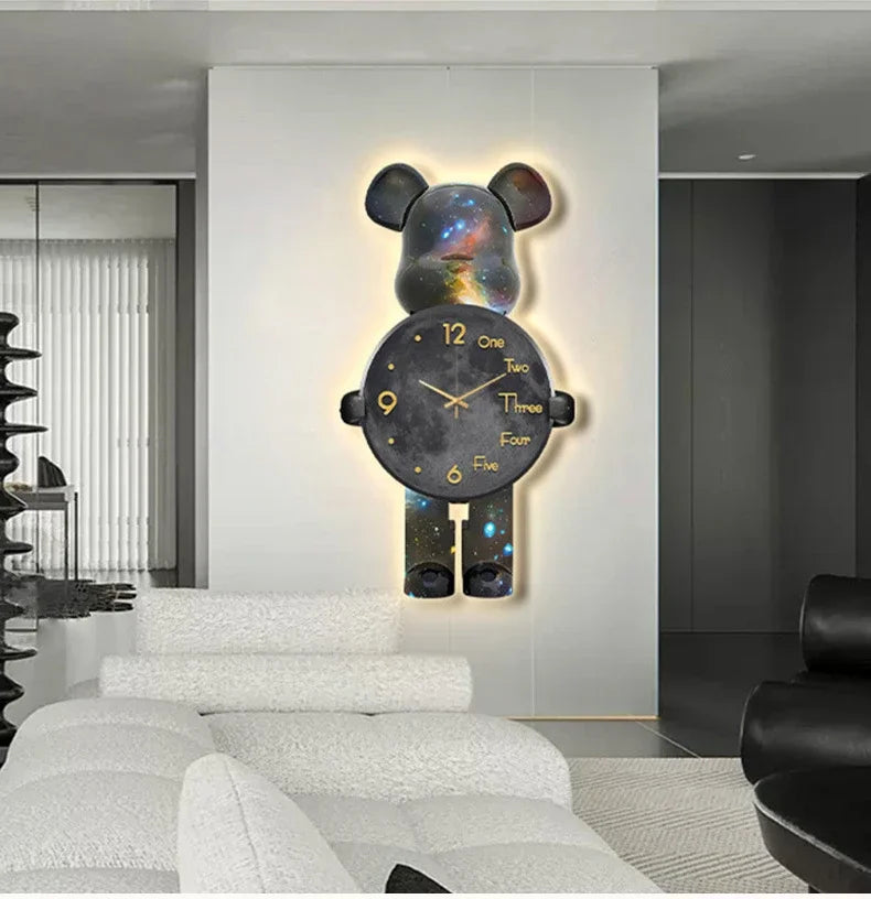 Modern LED Wall Clock - Digital Display with Ambient Lighting