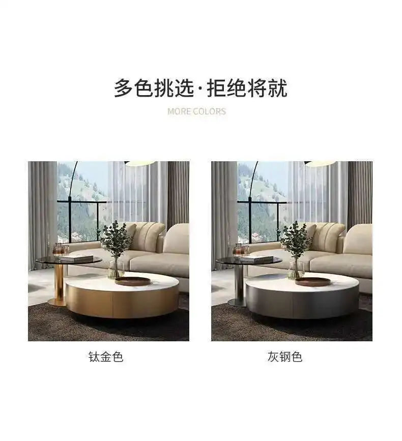 Luxury Round Coffee Table - Designer Metal Base