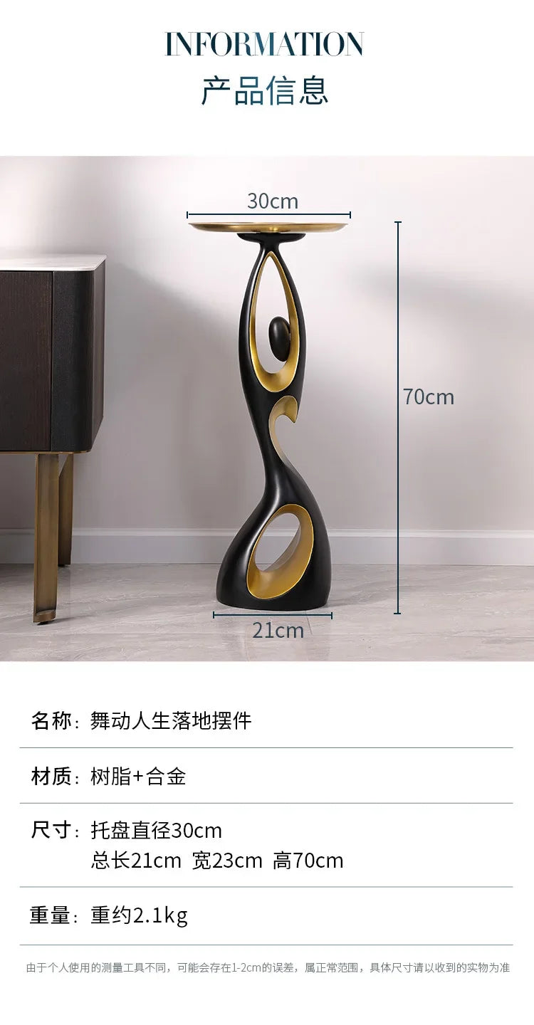 Luxury Abstract Gold-Accented Side Coffee Table Tall  Floor-to-ceiling Mental Ornaments, Living Room End Table New Home Gifts