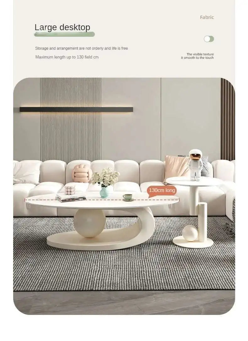 Italian Luxury Oval Coffee Table - Rock Board Top