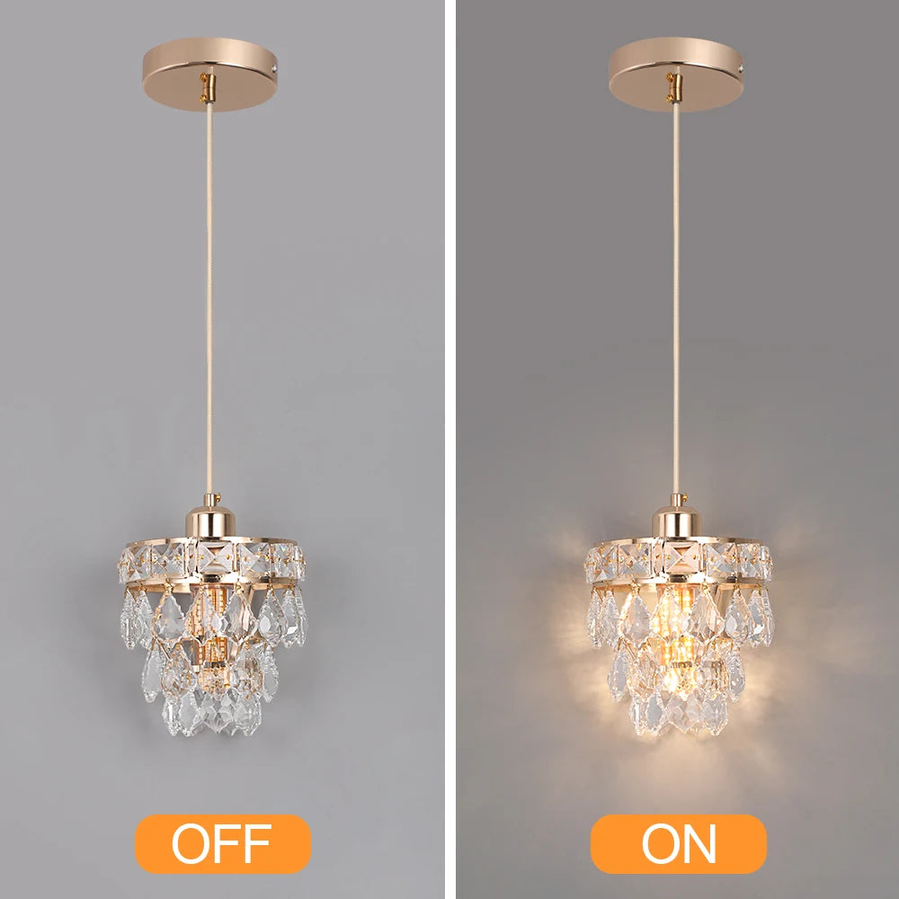 Crystal K9 Chandelier Lamp Living Bedroom Indoor Hanging Lighting Fixtures Modern Gold Pendant Lights for Restaurant Cloakroom E