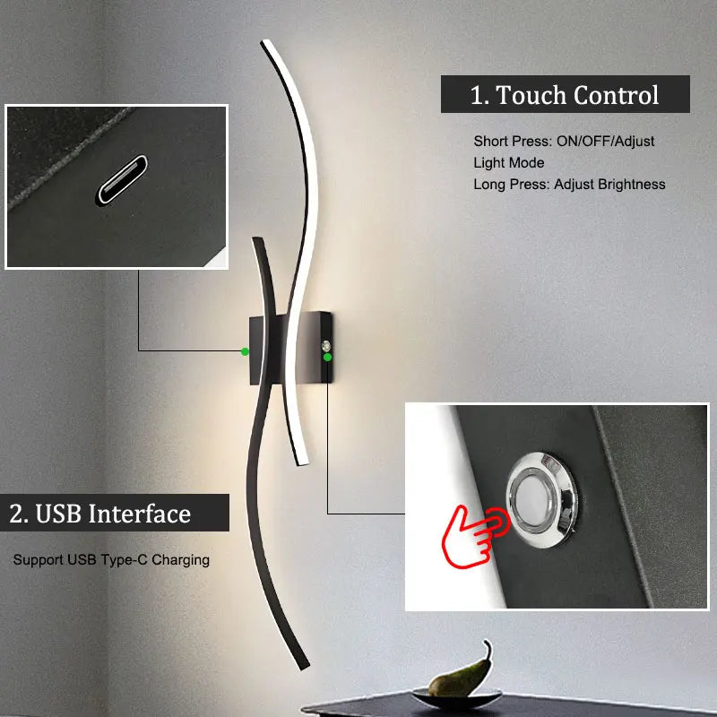 Wireless Rechargeable LED Wall Sconce - Touch Dimmable with Remote Control