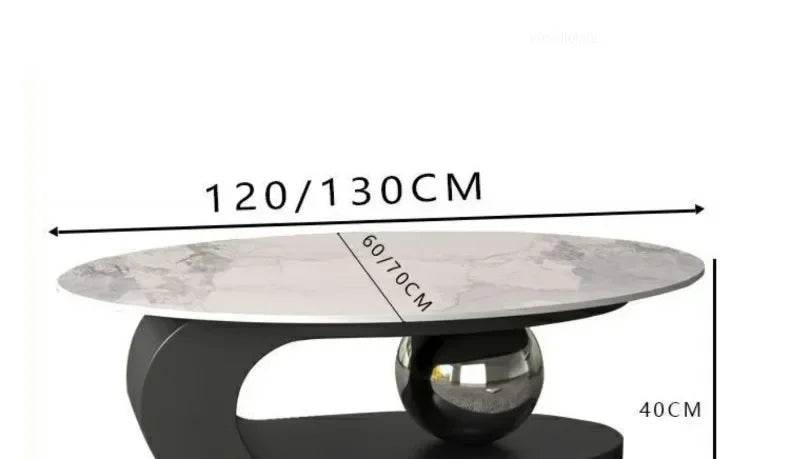 Bright Oval Coffee Table - Italian Rock Slab Design