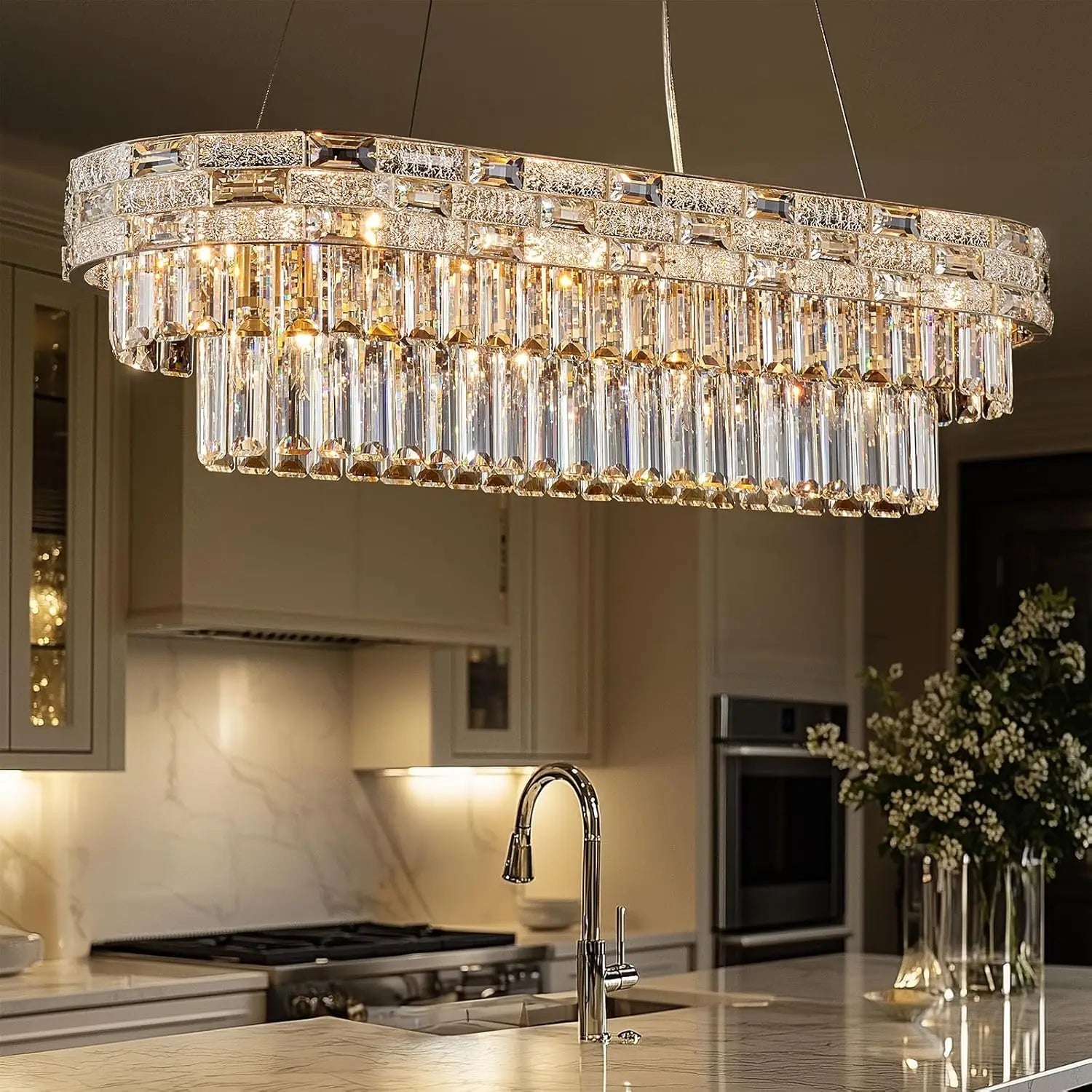 Modern Gold Crystal Chandeliers for Dining Room Living Room Vila Luxury Large Chandelier Pendant Light Fixture Kitchen Island