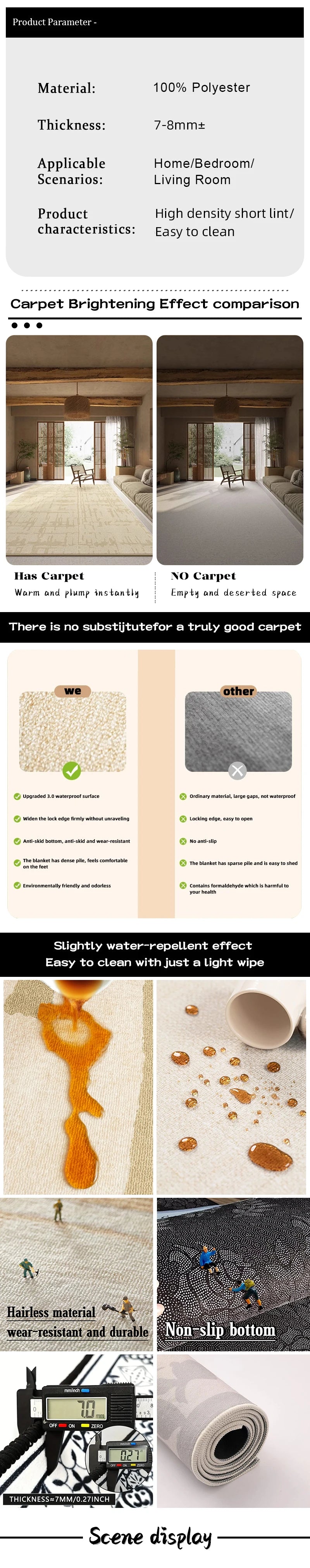 Minimalist Geometric Area Rug - Luxury Black & White Carpet for Living Room & Bedroom