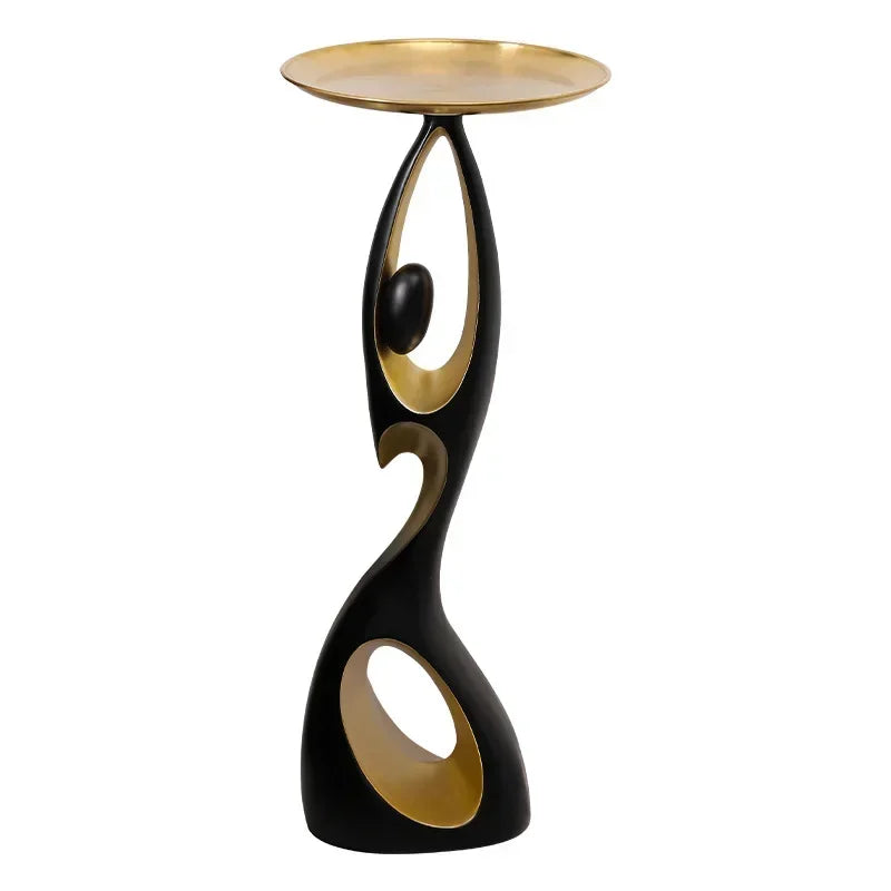 Luxury Abstract Gold-Accented Side Coffee Table Tall  Floor-to-ceiling Mental Ornaments, Living Room End Table New Home Gifts