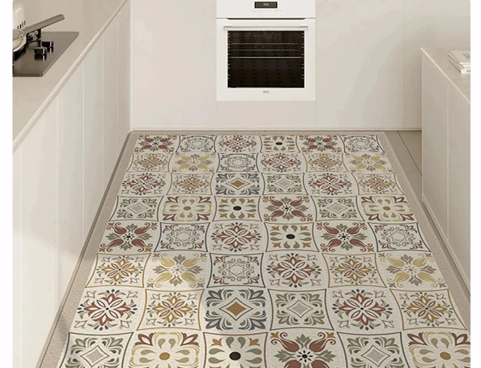 Waterproof Kitchen Floor Mat - Oil-Proof PVC Carpet Runner for Kitchen & Hallway