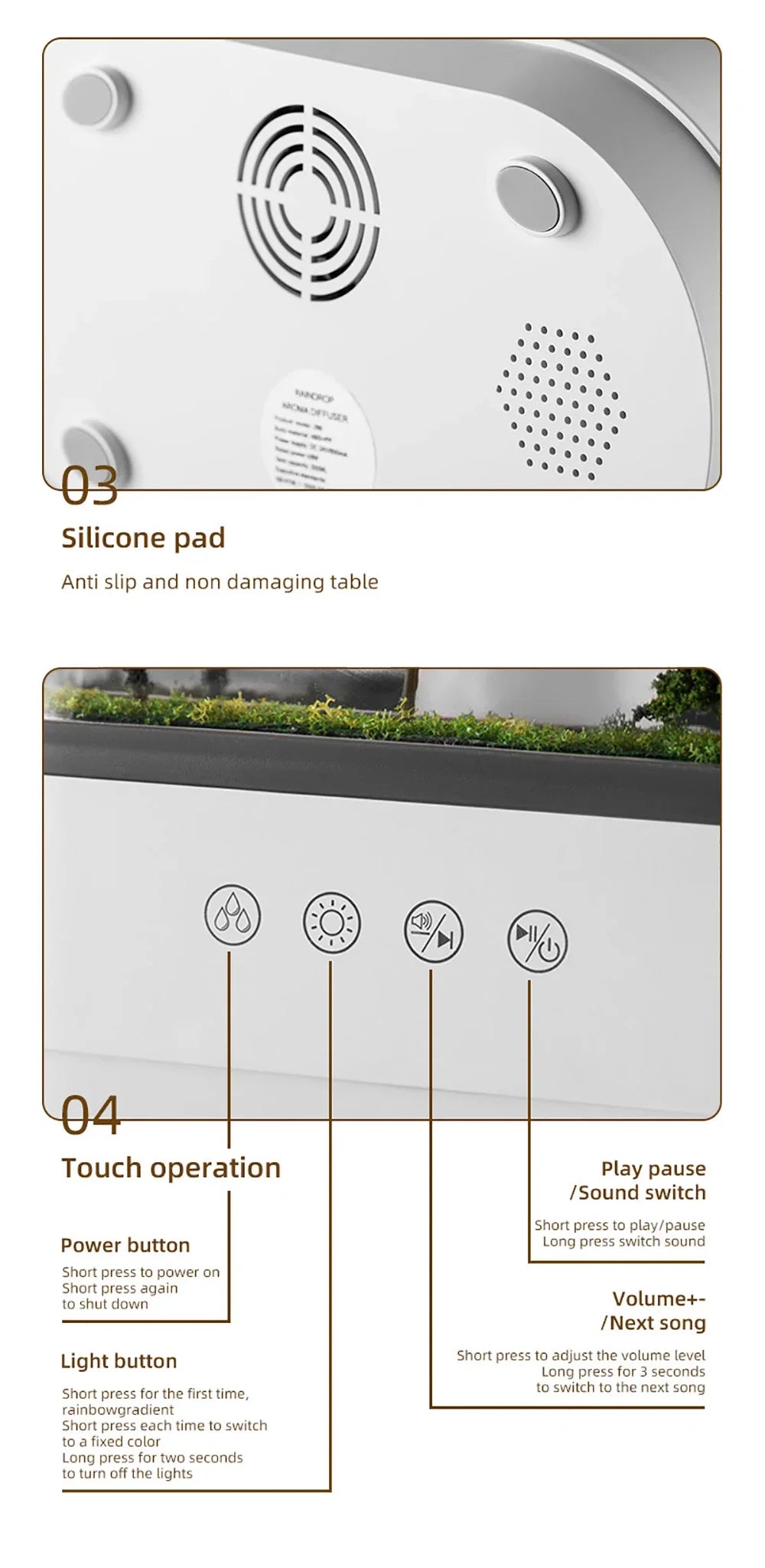 Raindrop Aroma Diffuser with LED Light & White Noise