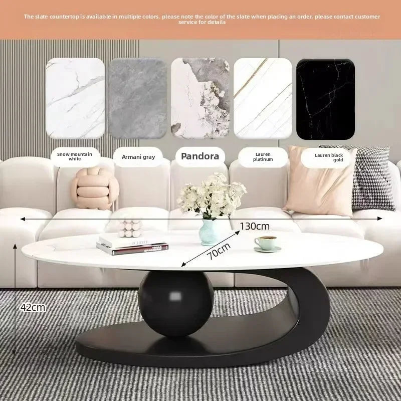 Bright Oval Coffee Table - Italian Rock Slab Design