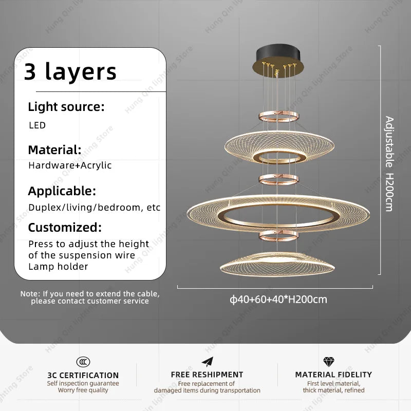 Living Room Chandeliers Restaurant Hanging Lamp Kitchen Pendant Lights Aluminum Chandeliers Villa Ceiling Led Chandelier