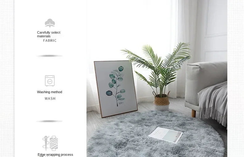 Super Soft Round Plush Rug - Fluffy Area Carpet for Living Room & Bedroom