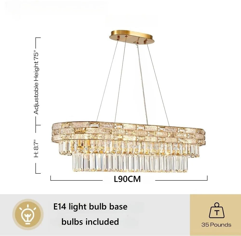 Modern Gold Crystal Chandeliers for Dining Room Living Room Vila Luxury Large Chandelier Pendant Light Fixture Kitchen Island