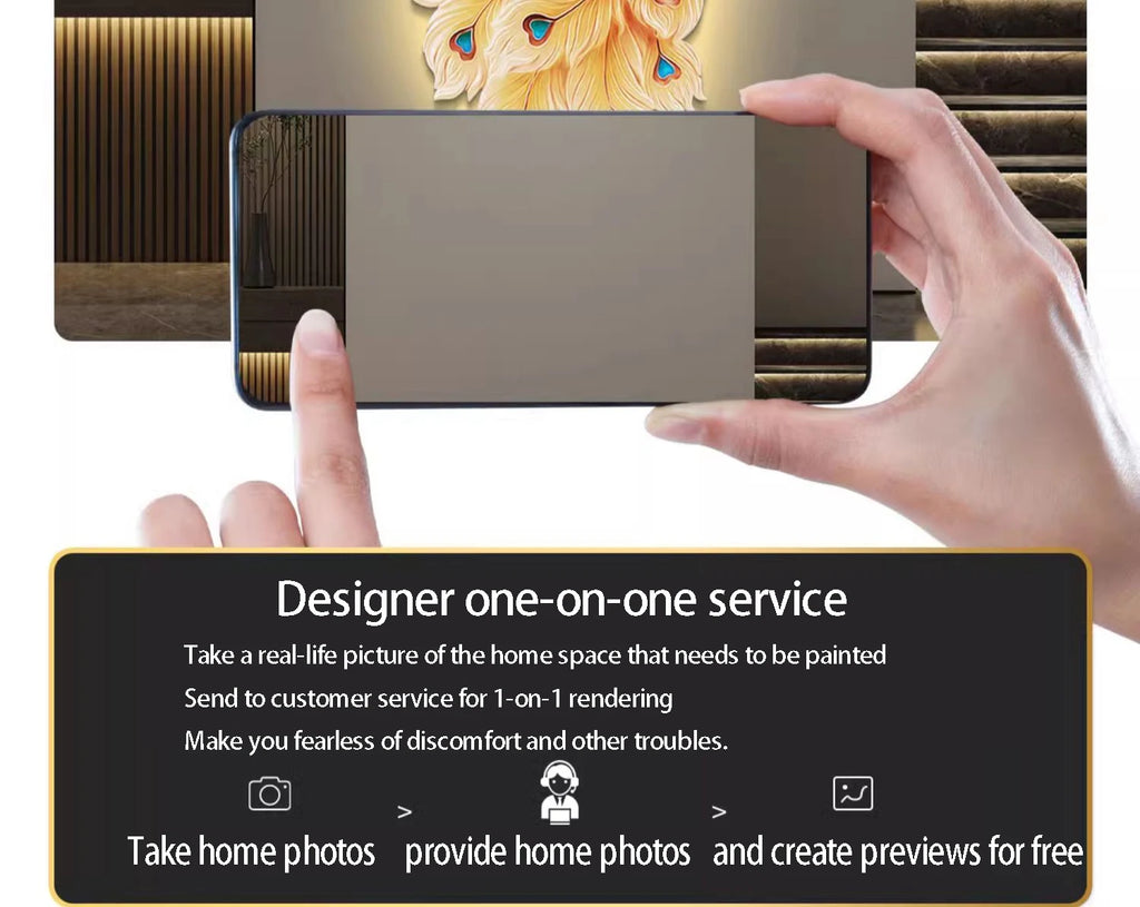 LED Peacock Wall Art - Decorative Entrance Painting with Night Light