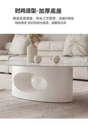Modern Marble Effect Coffee Table - Nordic Oval Design