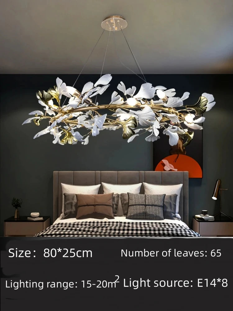 Artpad Modern Ginkgo Leaf Chandeliers for Dining room Ceiling Leaves Pendant Chandelier for Living Room Bedroom Kitchen Island