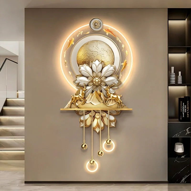 Luxury LED Wall Art - Nine Fish Design Entryway Decorative Painting