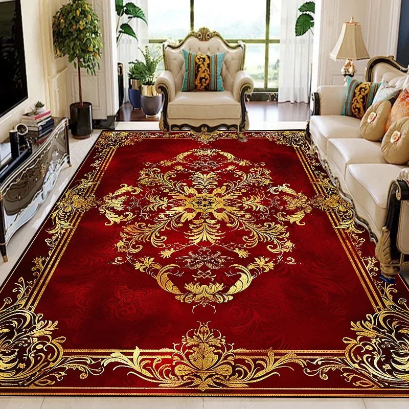 Luxury Floral Area Rug - European Retro Carpet for Living Room & Bedroom