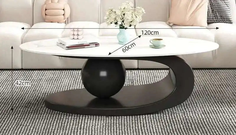 Italian Luxury Oval Coffee Table - Rock Board Top