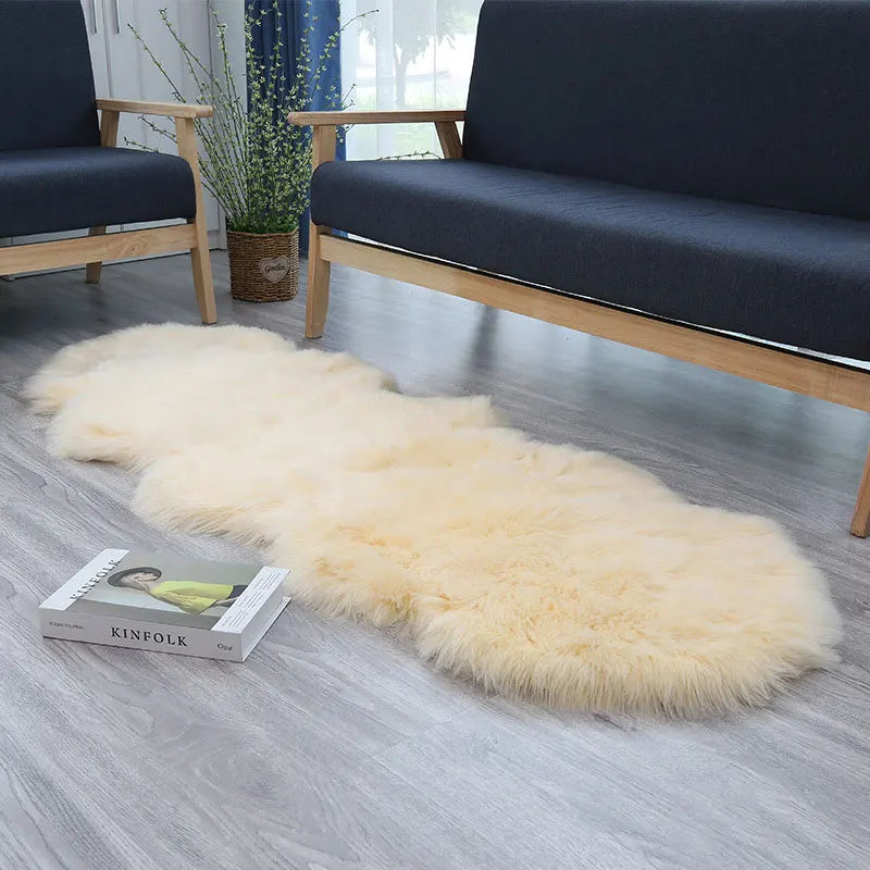 Faux Sheepskin Plush Rug - Fluffy Luxury Carpet for Bedroom & Living Room