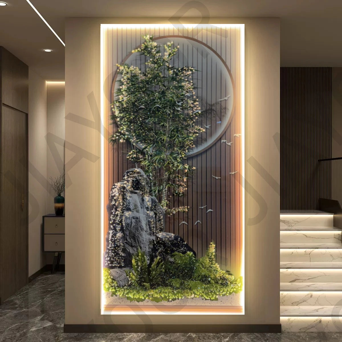 Bamboo LED Wall Art - Landscape Scenery Decorative Painting with Lights
