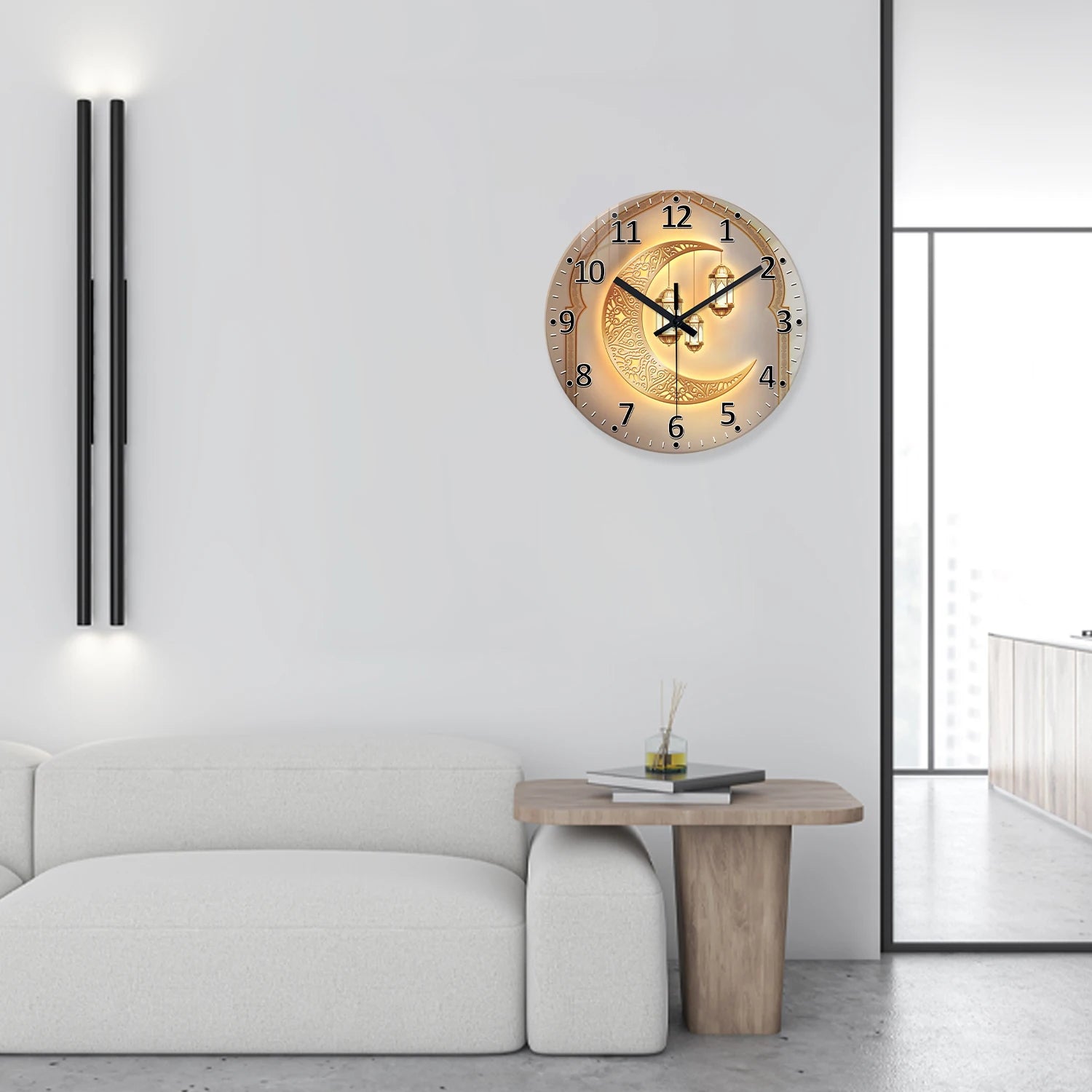 Luxury Golden Moon Wall Clock - Silent Quartz with Tempered Glass (12-16 Inch)