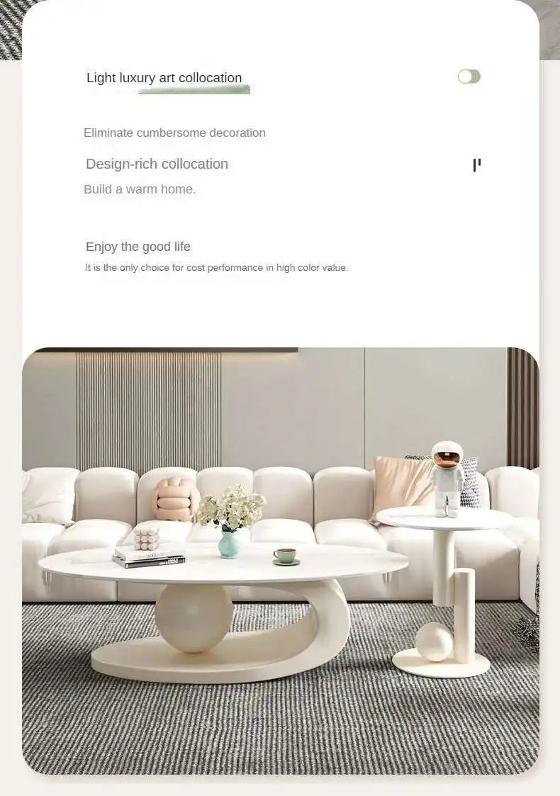 Italian Luxury Oval Coffee Table - Rock Board Top