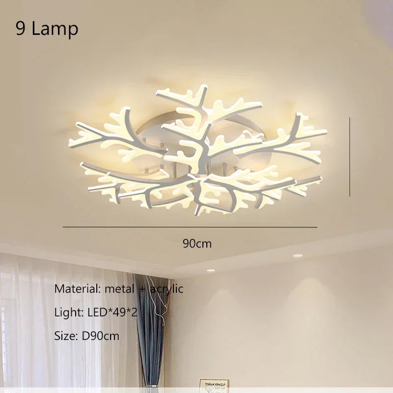 Nordic Minimalist Creative Branch Antlers Ceiling Chandelier Living Room Bedroom Indoor Lighting Led Ceiling Lamp Light Fixture
