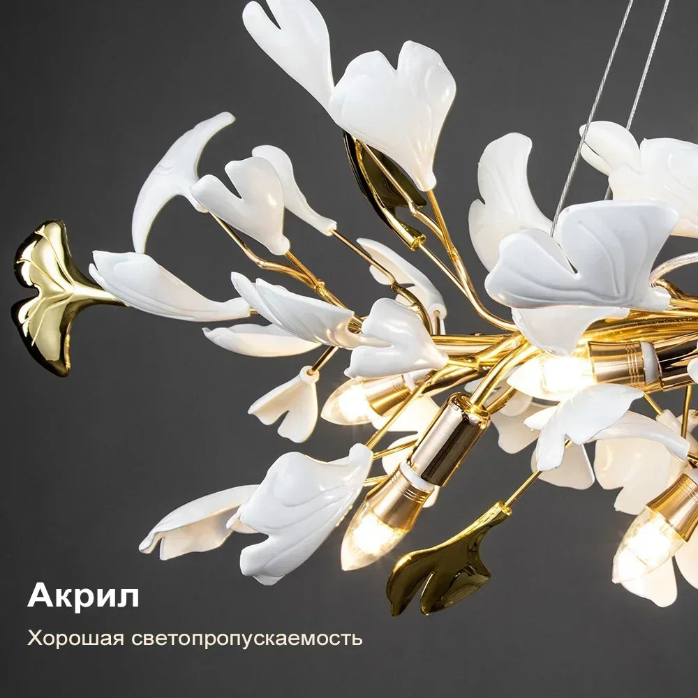 Artpad Modern Ginkgo Leaf Chandeliers for Dining room Ceiling Leaves Pendant Chandelier for Living Room Bedroom Kitchen Island