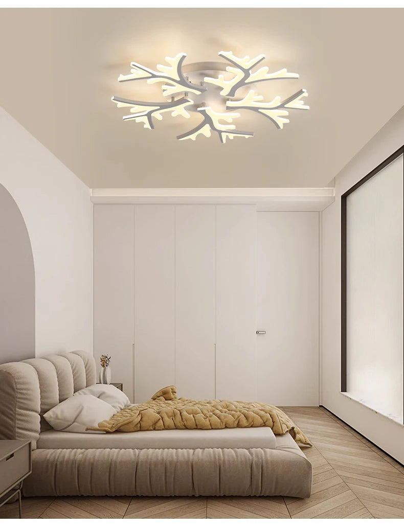 Nordic Minimalist Creative Branch Antlers Ceiling Chandelier Living Room Bedroom Indoor Lighting Led Ceiling Lamp Light Fixture