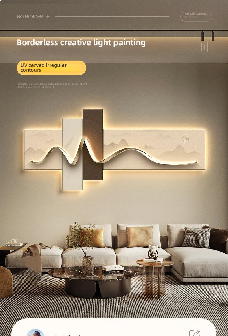 Modern Wabi Sabi LED Wall Art - Luxury Decorative Light Painting