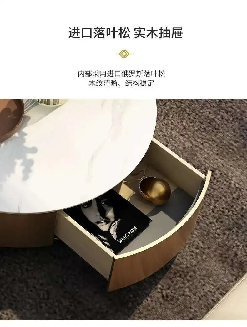 Luxury Round Coffee Table - Designer Metal Base