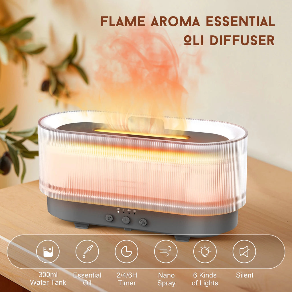 Sejoy Air Humidifier Essential Oils Humidifiers Home Aroma Humidifier Flame Automatic Fragrance Diffuser With LED Light