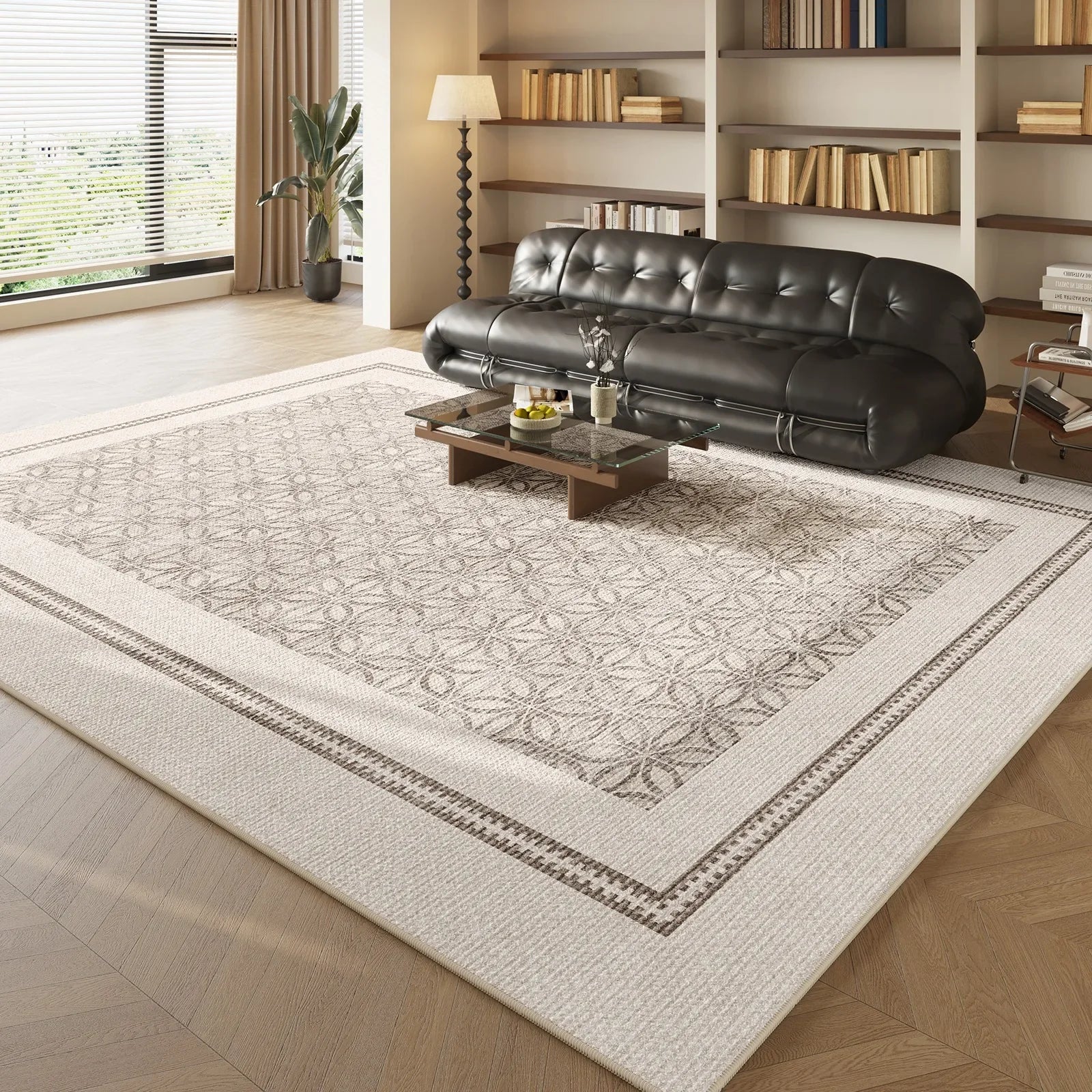 Artistic French Plush Carpet - Modern Area Rug for Living Room & Bedroom