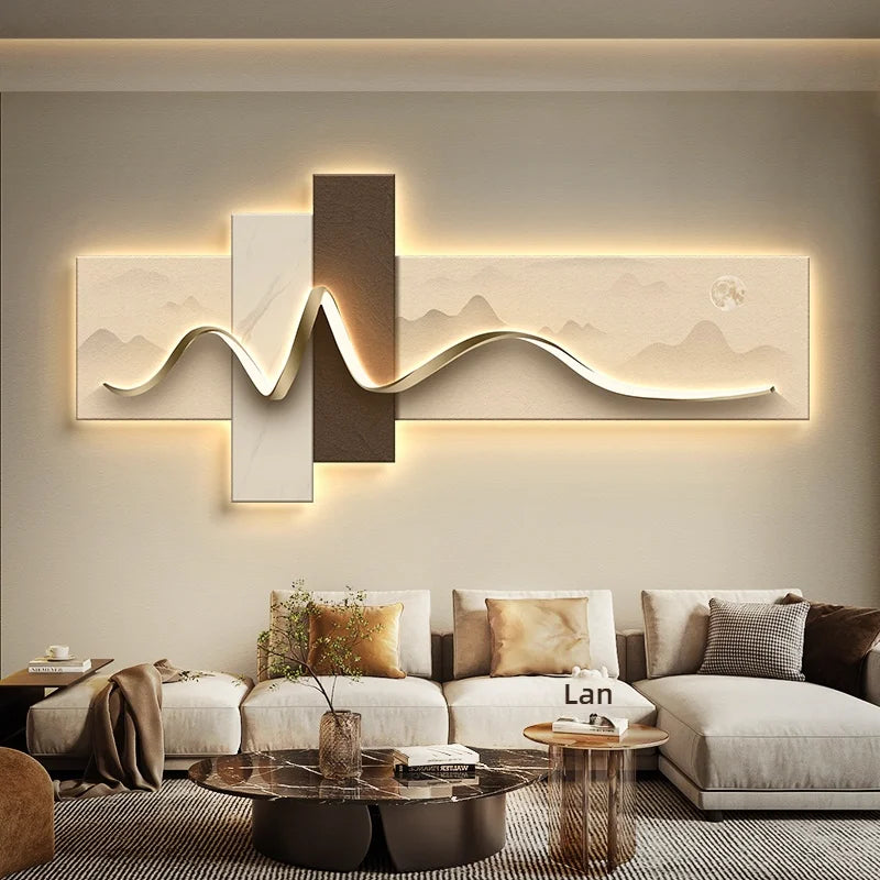 Modern Wabi Sabi LED Wall Art - Luxury Decorative Light Painting