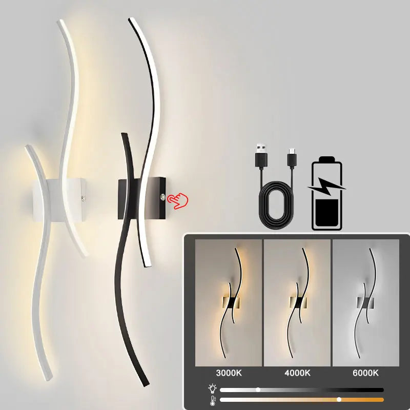Wireless Rechargeable LED Wall Sconce - Touch Dimmable with Remote Control