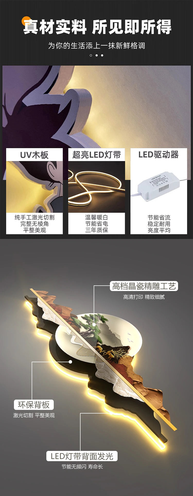 Luxury LED Wall Art - Abstract Corridor Entrance Decorative Painting